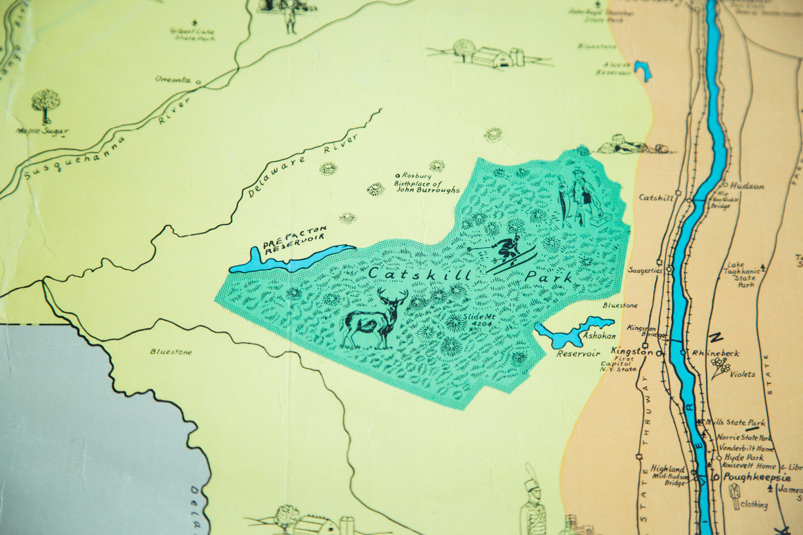 Vintage Pull Down Map of New York State // ONH Item 1933 Image 1