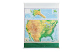 Vintage Rand McNally pull-down United States map, circa 1960s, showing Alaska and Hawaii block.