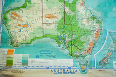 Vintage 1940s Denoyer Geppert Pull Down Map of Australia and Phillipines // ONH Item 1935 Image 2