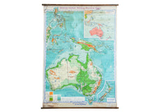 Vintage 1940s Denoyer Geppert Pull Down Map of Australia and Phillipines // ONH Item 1935