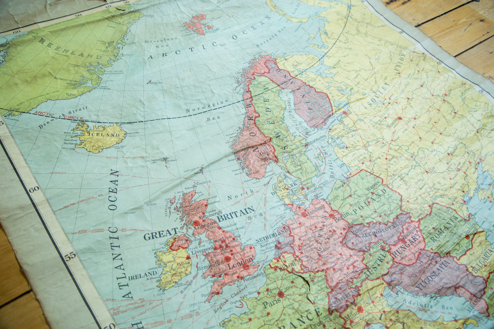 Antique Rand McNally Pull Down Map of Europe // ONH Item 1936 Image 1