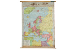 Antique Rand McNally Pull Down Map of Europe // ONH Item 1936