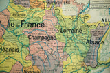 Antique map detail of French provinces Champagne, Lorraine, and Alsace in subtle, aged tones.