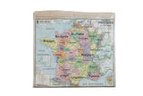 Antique Vidal-Lablache pull-down map of France, 1910, showing 1789 provinces in pastel tones.