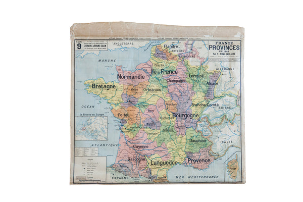 Antique Pull Down Map Of France // ONH Item 1937