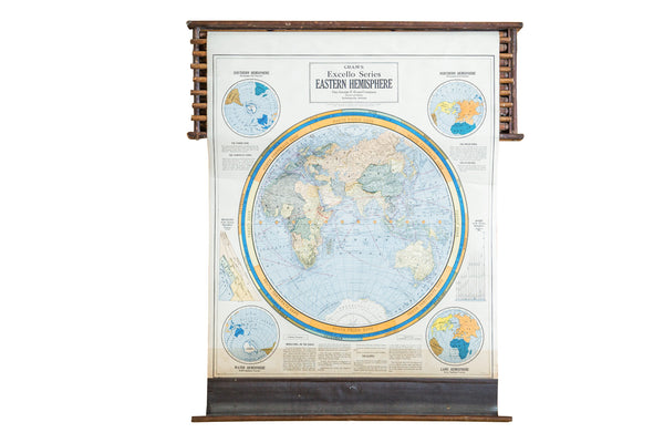 Crams 1938 Edition Pulldown Map Of Eastern Hemisphere // ONH Item 1940