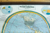 Excello Series 1938 Western Hemisphere map detail with subdued colors and climate zones.