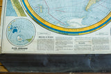Zodiac and Ecliptic text details on the 1938 Cram's Western Hemisphere pulldown map.