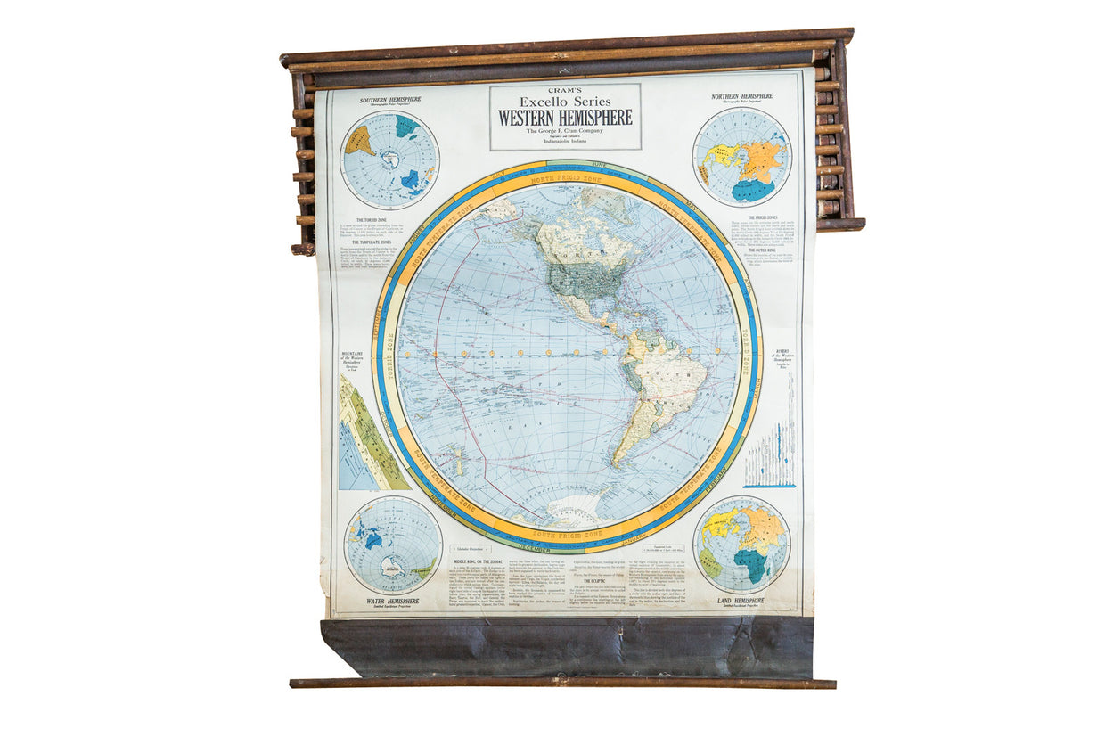 Crams 1938 Edition Pulldown Map Of Western Hemisphere // ONH Item 1941