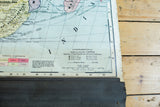 Vintage 1938 map bottom edge with Explanation key, geographic grid, and original canvas backing.