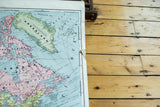 Right edge of 1938 North America map, canvas backing, and original pull-down hardware.