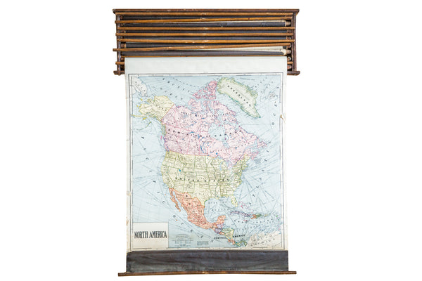 Crams 1938 Edition Vintage Pulldown Map Of North America // ONH Item 1945