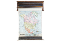 Crams 1938 Edition Vintage Pulldown Map Of North America // ONH Item 1945