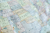 Central states of 1938 Crams pulldown map, showing subdued colors and paper wear.