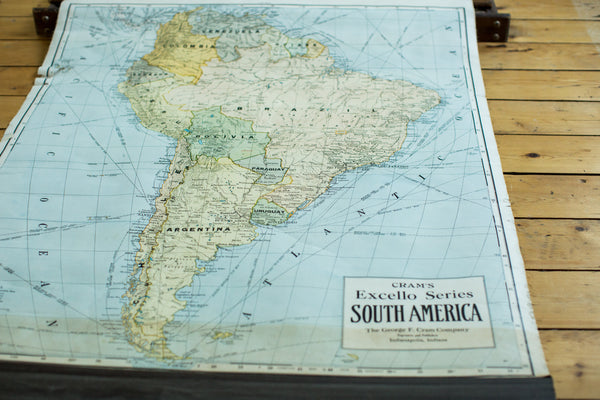 Crams 1938 Edition Vintage Pulldown Map Of South America // ONH Item 1947 Image 1
