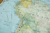 Detailed cartography of Peru, Bolivia, and Ecuador on a vintage South America map.