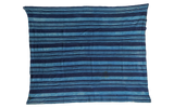 Hand woven vintage African indigo blue striped textile with varying blue hues, 3'11