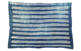 Vintage African indigo textile throw, hand-dyed blue with white horizontal stripes, 3'6