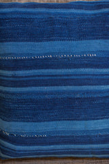 Dark Blue Striped Indigo Throw Pillow // ONH Item 1967A Image 2