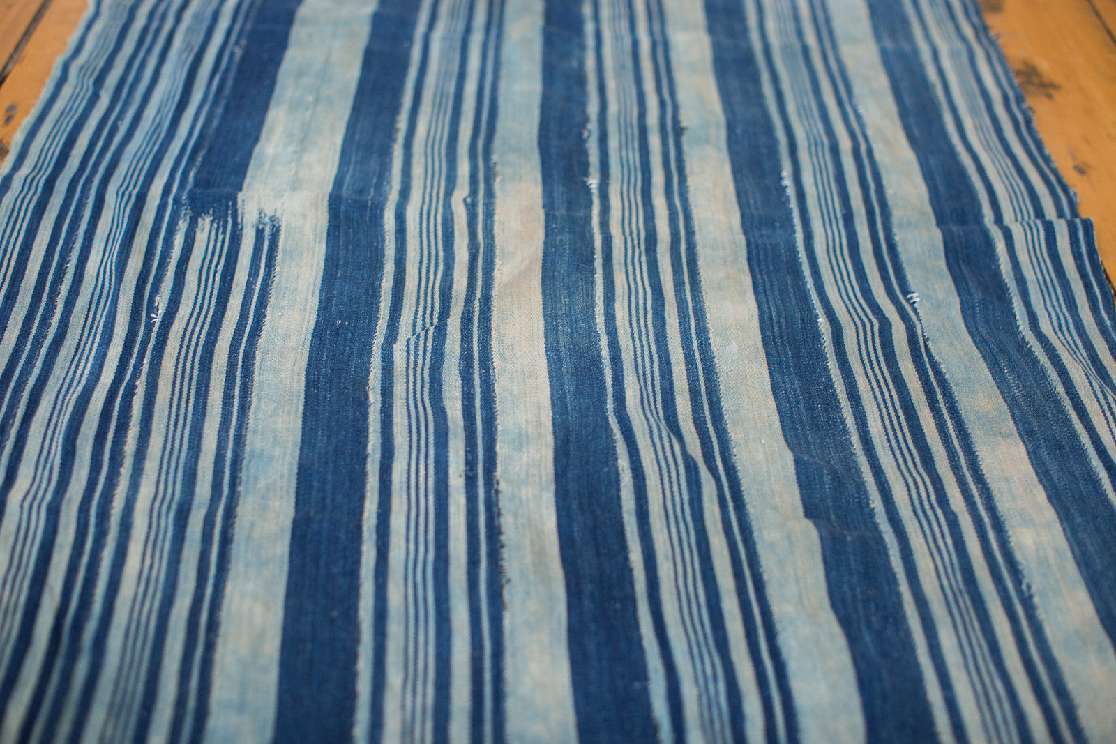 3x4.5 Indigo Blue Striped Textile // ONH Item 1973 Image 1
