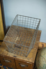 Fred Medart vintage wire basket's handmade, slightly uneven grid.