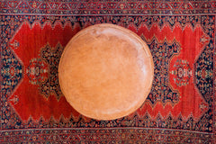 Antique Revival Leather Moroccan Pouf Ottoman - Camel Brown // ONH Item 1991-1A