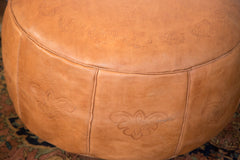 Antique Revival Leather Moroccan Pouf Ottoman - Camel Brown // ONH Item 1991-1A Image 9