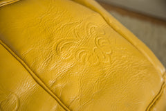 Antique Revival Leather Moroccan Pouf Ottoman - Mustard Yellow // ONH Item 1992 Image 2