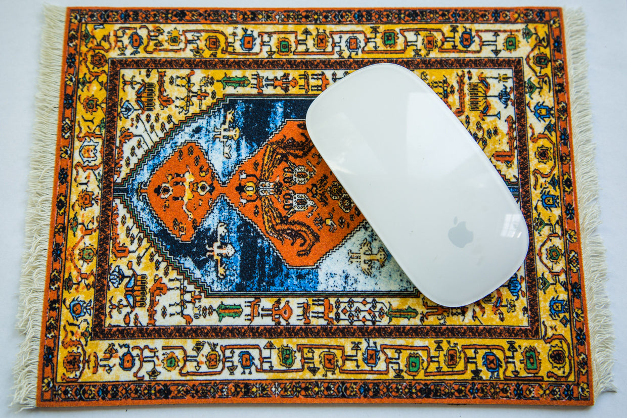 Antique Heriz Persian Rug Miniature Mouse Pad // ONH Item 2006