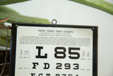 Close-up of the vintage eye chart's 