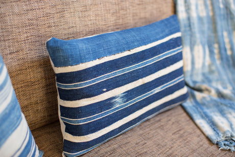 Handwoven Striped Indigo Lumbar Pillow // ONH Item 2033A