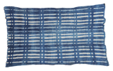 Vintage hand-woven Batik blue textile with intricate white patterns, 2'11