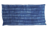 Vintage African indigo hand-woven throw, deep blue with intricate white dash pattern, 2'5