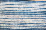 Collectible vintage African indigo textile, hand-dyed with blue and white striped batik design, 3x4.5.