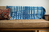 Collectible vintage African indigo throw, hand-woven with white resist-dyed patterns, 3'5