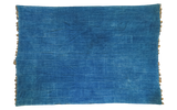 Collectible vintage hand-woven denim indigo throw with subtle horizontal texture, 4x6.