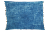 Collectible vintage African indigo hand-woven textile, variegated blue with horizontal stitch lines, 3'7