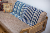 Vintage Indigo Stripe Throw, hand-woven cotton with deep blue and cream stripes, 3x5.