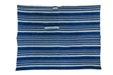 Collectible vintage African indigo throw, hand woven with variegated blue and white stripes, 3.5x4.5.