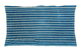 Collectible vintage African indigo handwoven textile with varied blue and cream stripes, 2'5