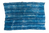 Hand-woven African indigo blue striped textile throw with unique dye patterns, 3x4 feet.