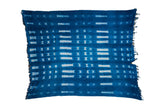 Collectible vintage hand-woven African indigo textile with white batik patterns, 3'7