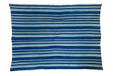 Vintage Indigo Blue striped hand-woven textile with varying blue horizontal shades, 3.5x5 feet.