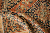 The supple texture and low-pile weave of an antique Tabriz rug's floral border.