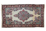 Vintage Sarouk runner, rare ivory field, ornate floral medallion, tropical sprays, dye lot shift, 2'7