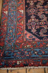 Finely woven corner of a vintage Engelas rug showing the plush, high luster wool pile.