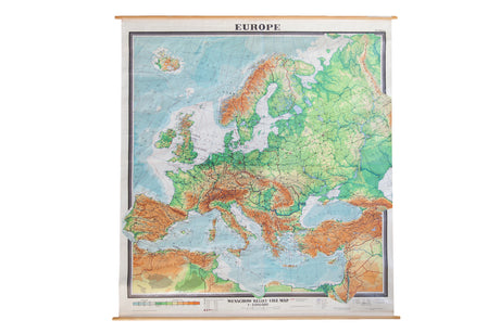 Giant Vintage Pull Down Map of Europe // ONH Item 2109