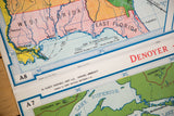 Pink and orange Florida regions on vintage Denoyer Geppert USA map section A8.