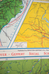 Close-up of Denoyer Geppert 1960s map showing Virginia Campaigns and routes.