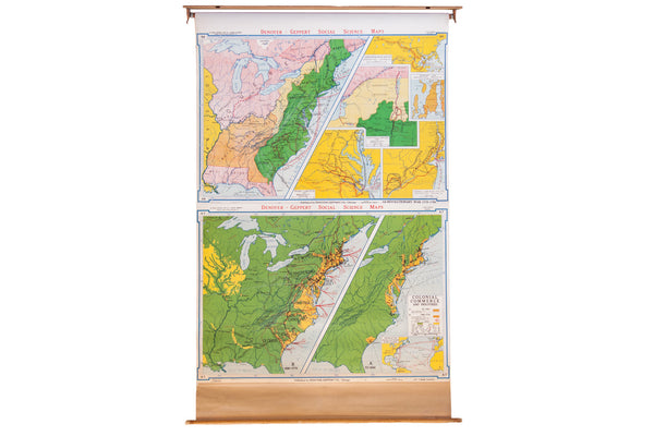 Vintage Pull Down Map of USA // ONH Item 2111